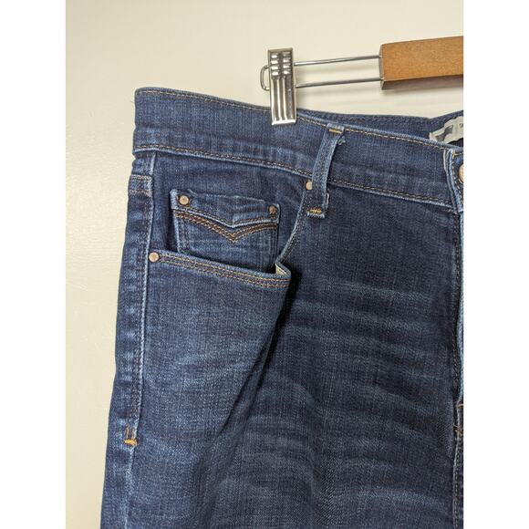 LEVI'S 505 Women's Straight Leg Dark Blue Jeans Size 14M Stretch - Picture 4 of 15